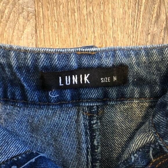Lunik Acid Wash Floral Patch Pocket Denim Jean Frayed Hem Shorts - Picture 2 of 5